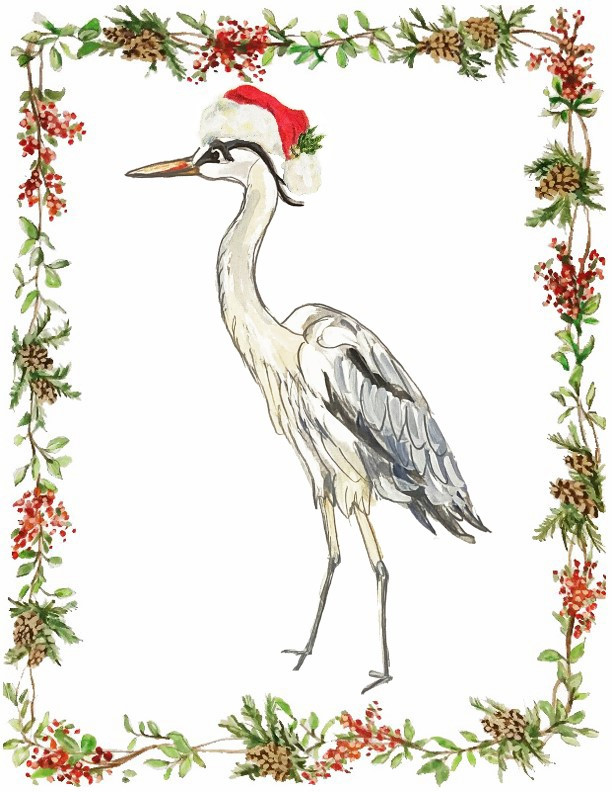 118 Holiday Heron with Border